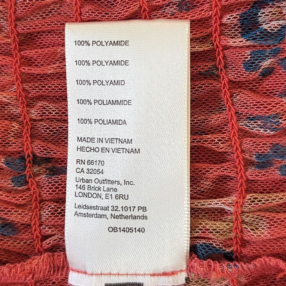 Free People Floral Shirred Mesh Bell Sleeve Fairycore Hippie Rock Top XL - Picture 12 of 14